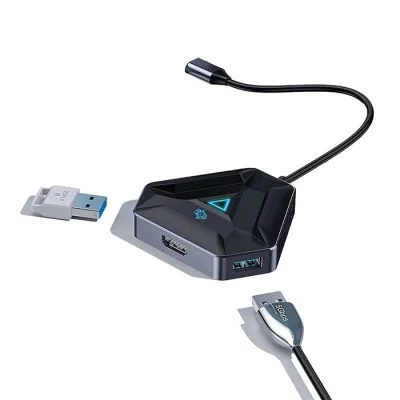 Porodo Gaming 6 In 1 4K HDMI USB-C Hub Gamers Edition - Black